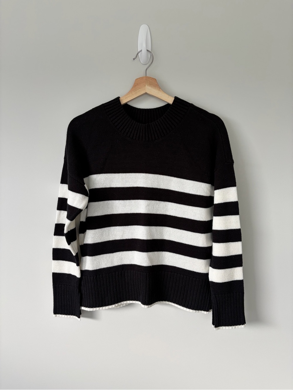 Sonoma Black & White Wide Stripe Crewneck Sweater - Women